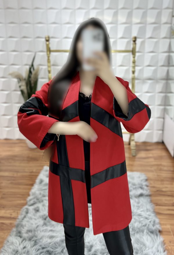 پالتو فوتر کوتاه  چرم ضربدری