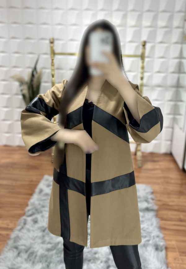 پالتو فوتر کوتاه  چرم ضربدری - Image 3