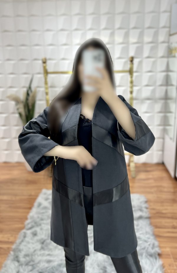 پالتو فوتر کوتاه  چرم ضربدری - Image 5