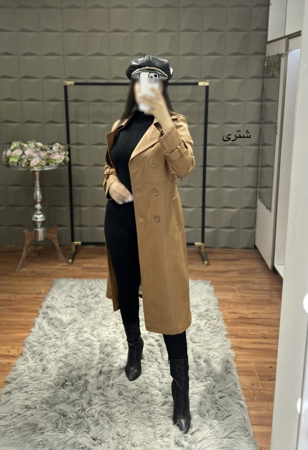 پالتو چرم شش دکمه بلند(آستردار) - Image 2